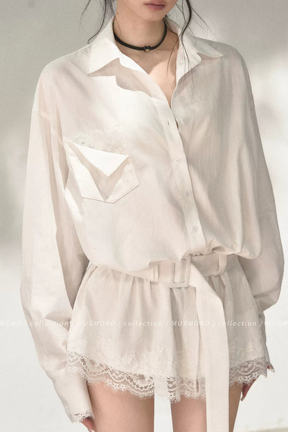 Eyelash Lace Shirt Dress