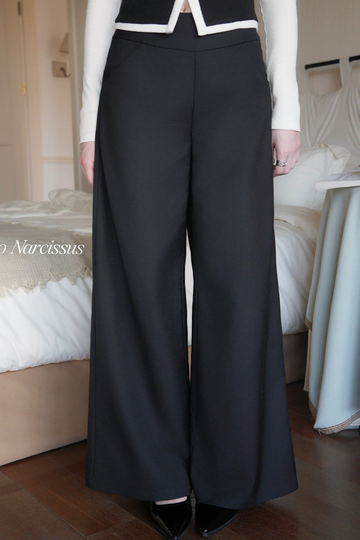 Pantalones de pierna ancha de talle alto
