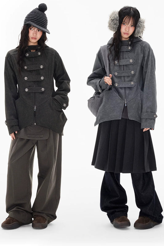 Mid-Length Denim Hooded Jacket