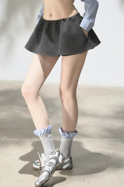 Elastic Waist A-Line Skirt