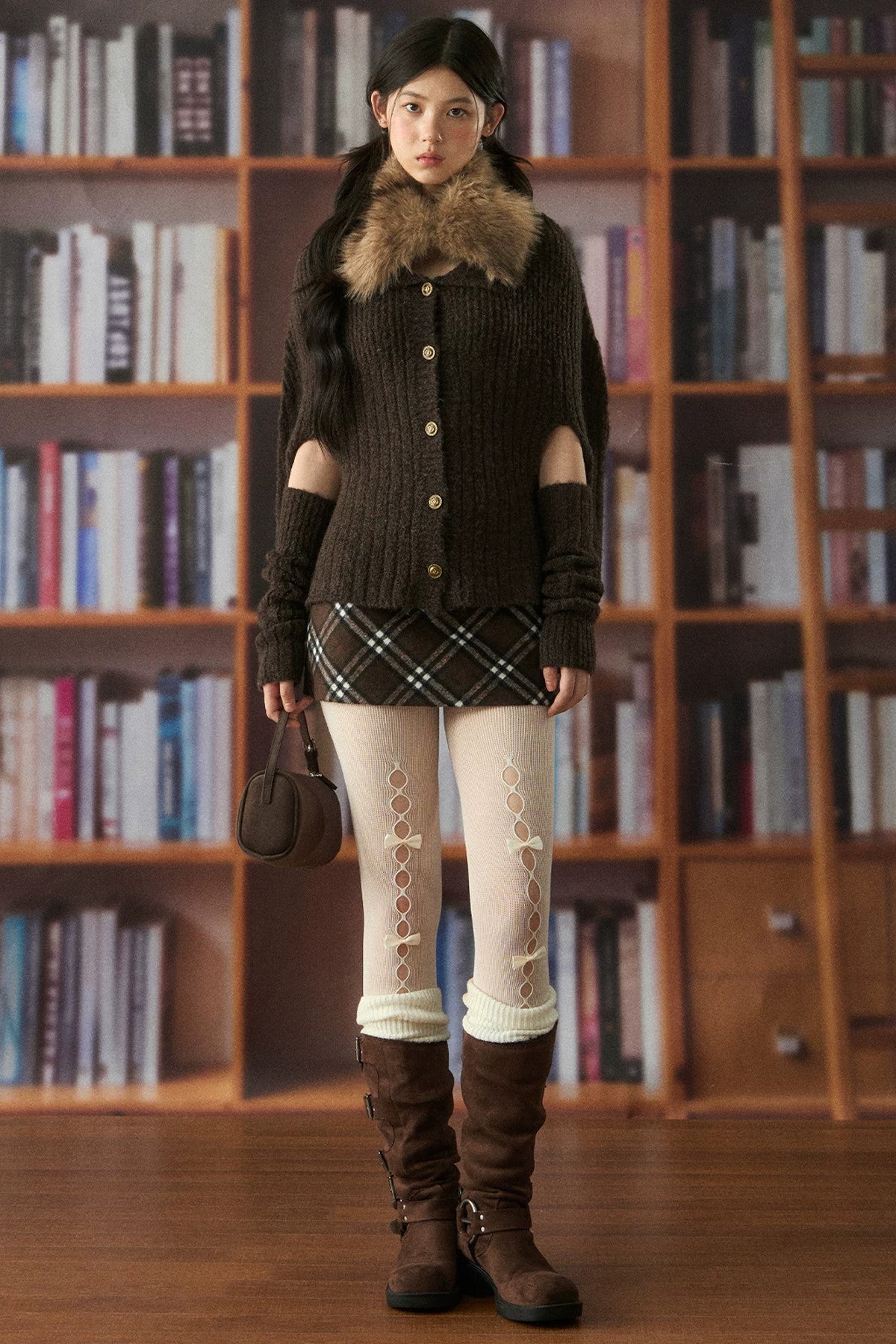 Plaid Woolen A-Line Skirt