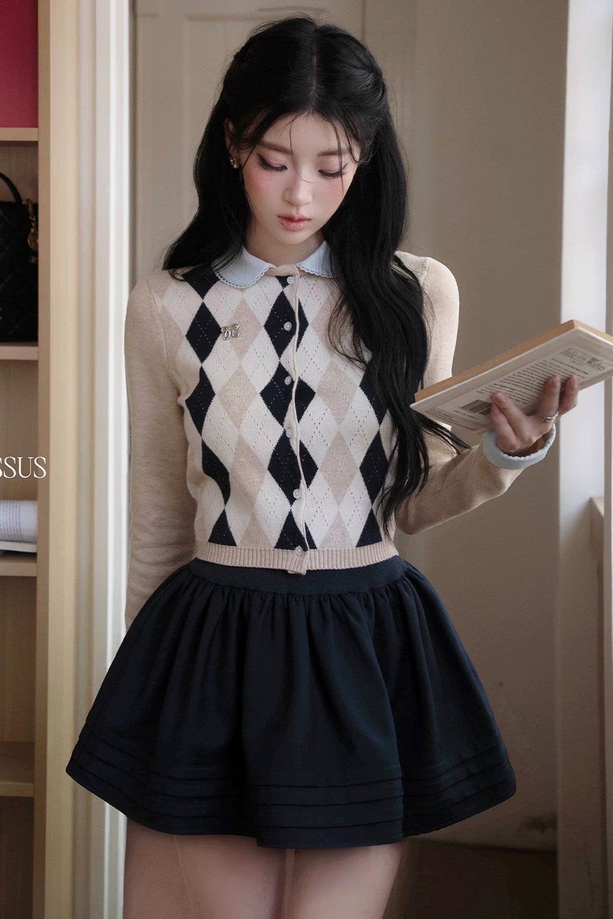 High-Waisted Pleated A-Line Skirt
