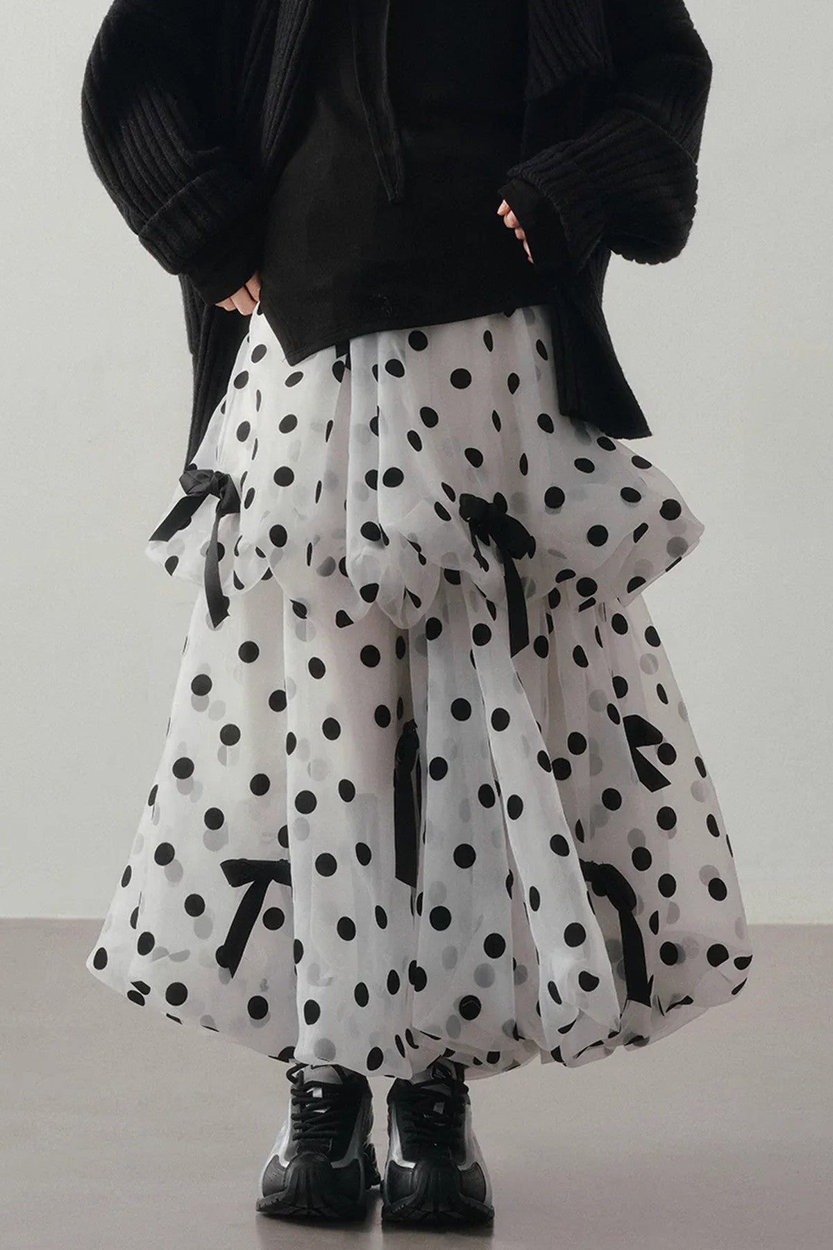 Polka Dot Tiered Bow Skirt