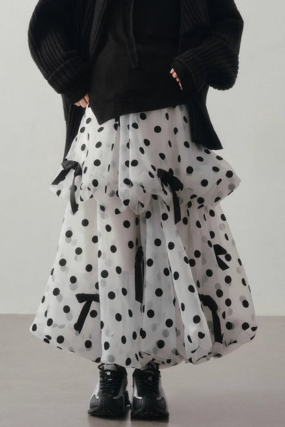 Polka Dot Tiered Bow Skirt