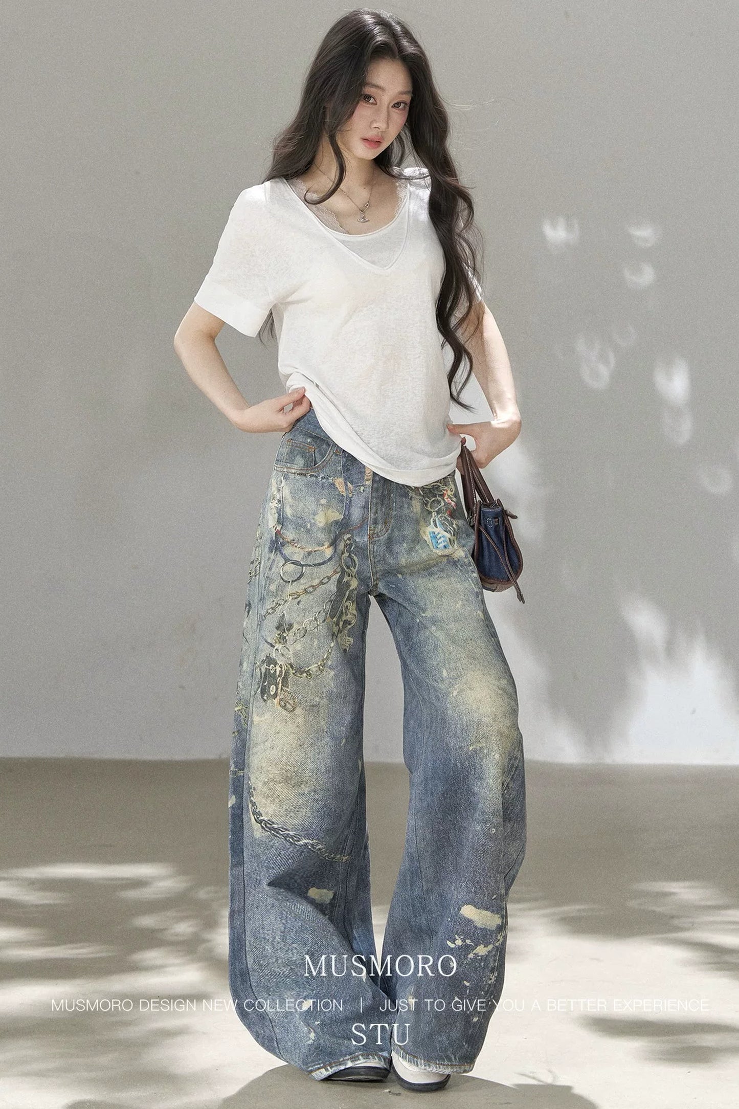 Punk Chain High-Waisted Jeans