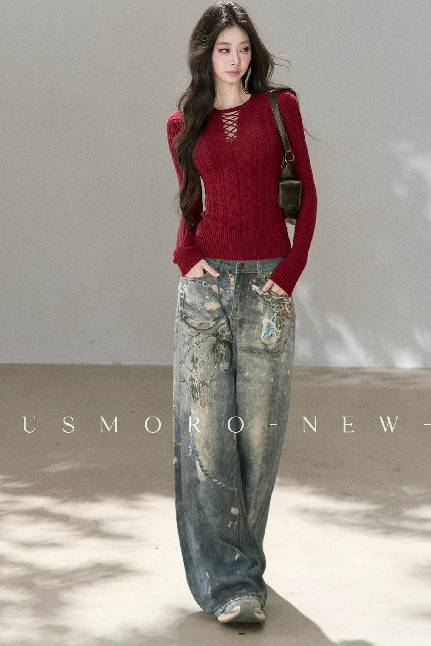 Punk Chain High-Waisted Jeans