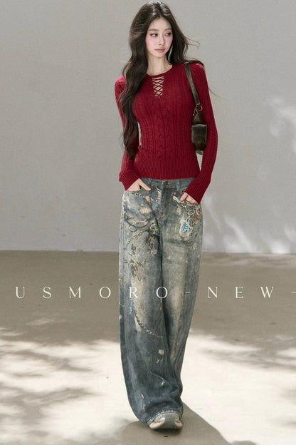 Punk Chain High-Waisted Jeans