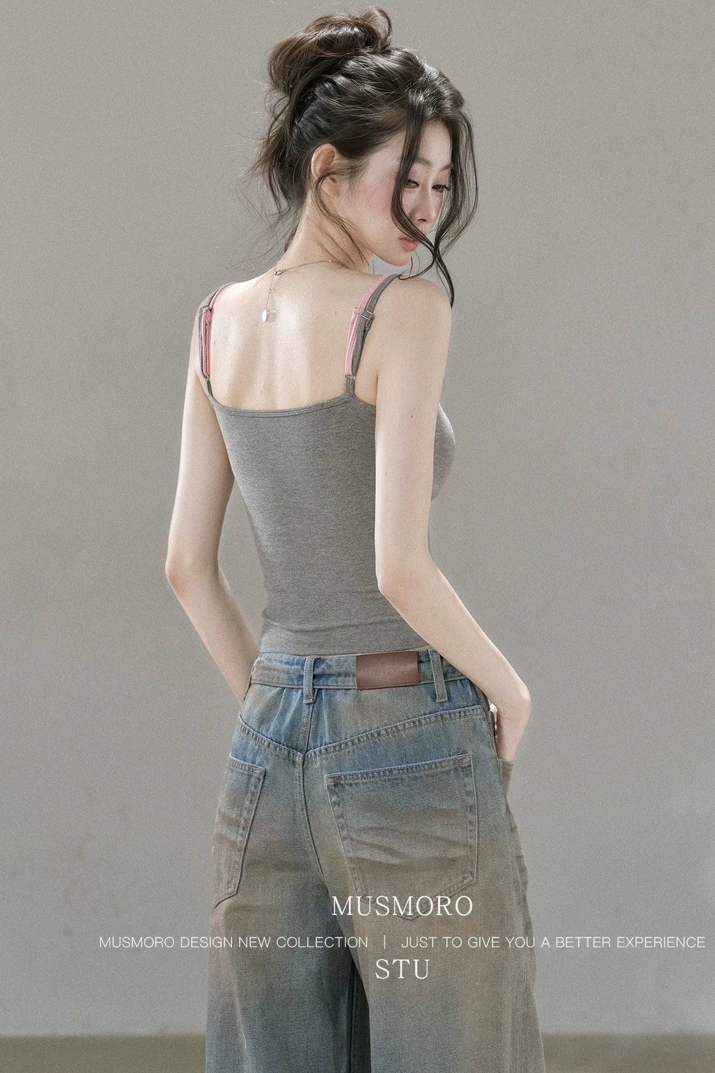 Low-Rise Complex Denim Pants