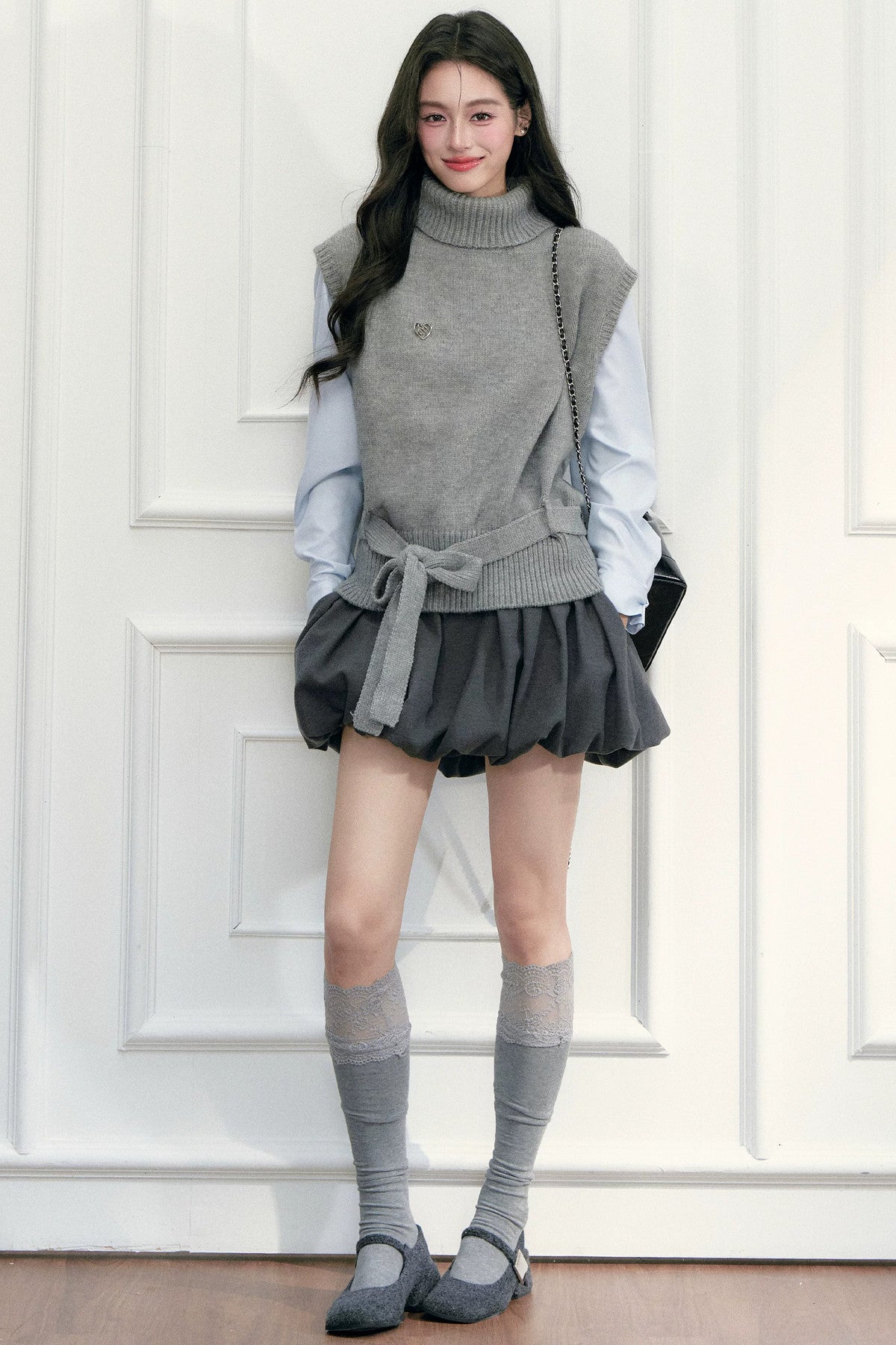 Calzini morbidi grigi con pizzo