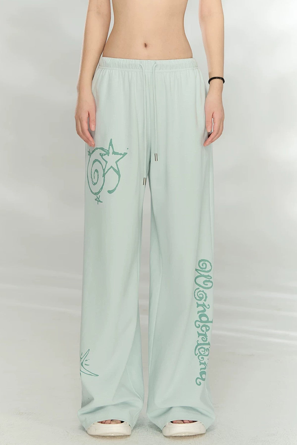 Waffle Knit Print Sweatshirt and Pants Set-Up