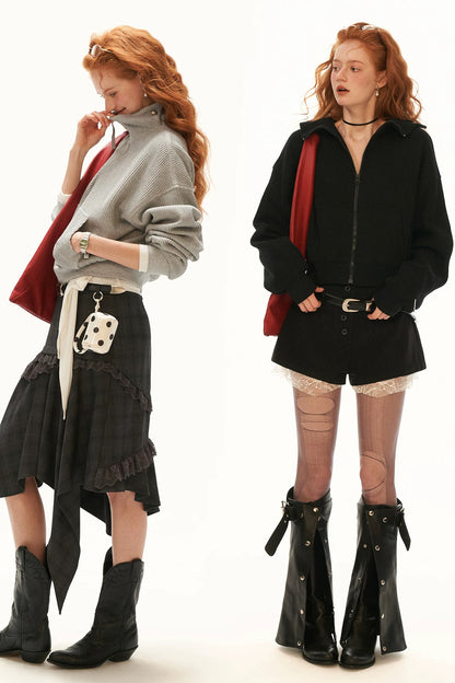 Structured Zip Knitted Jacket
