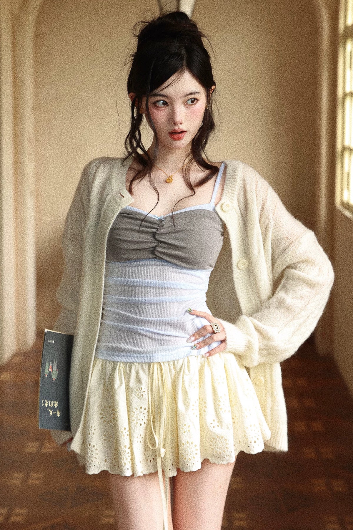 Solid Color Long Sleeve Knitted Cardigan
