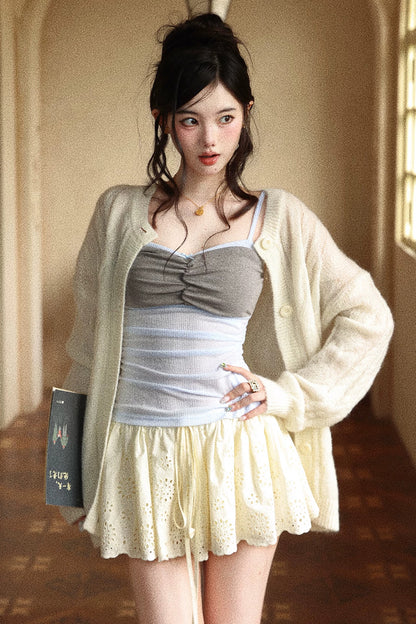 Solid Color Long Sleeve Knitted Cardigan