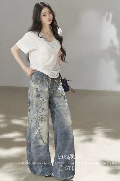 Punk Chain High-Waisted Jeans