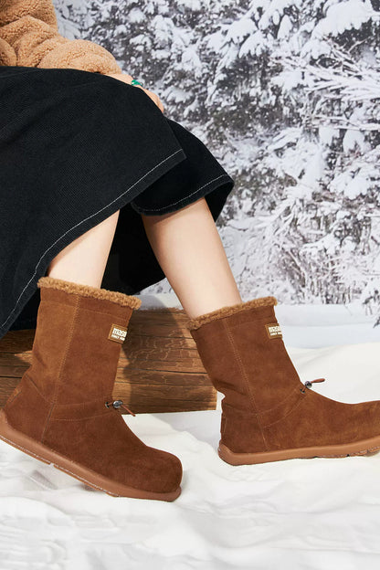 Fleece-Lined Flat Snow Boots