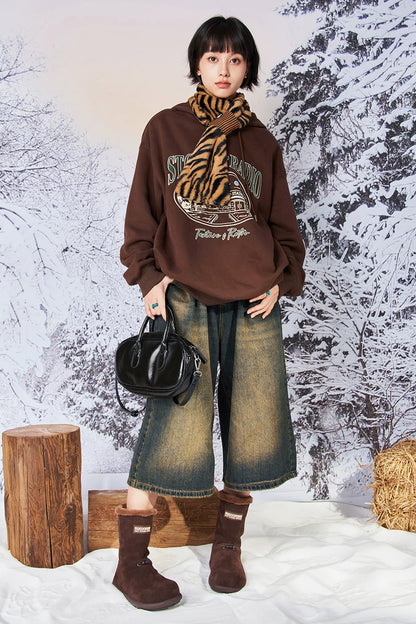 Fleece-Lined Flat Snow Boots
