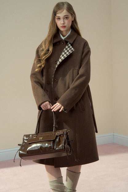 Brown Waxed Leather Shoulder Crossbody Tote Bag