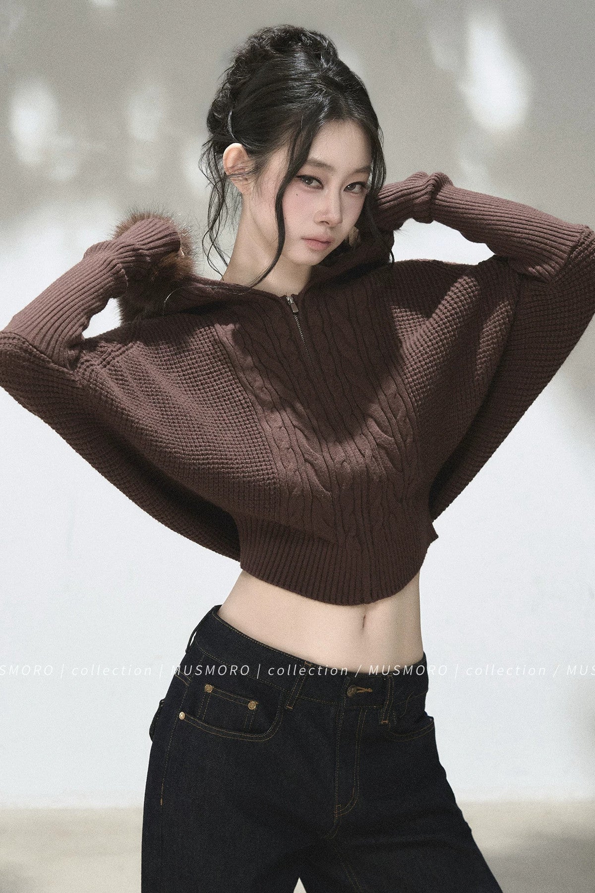 3D Twist Knit Hooded Cardigan