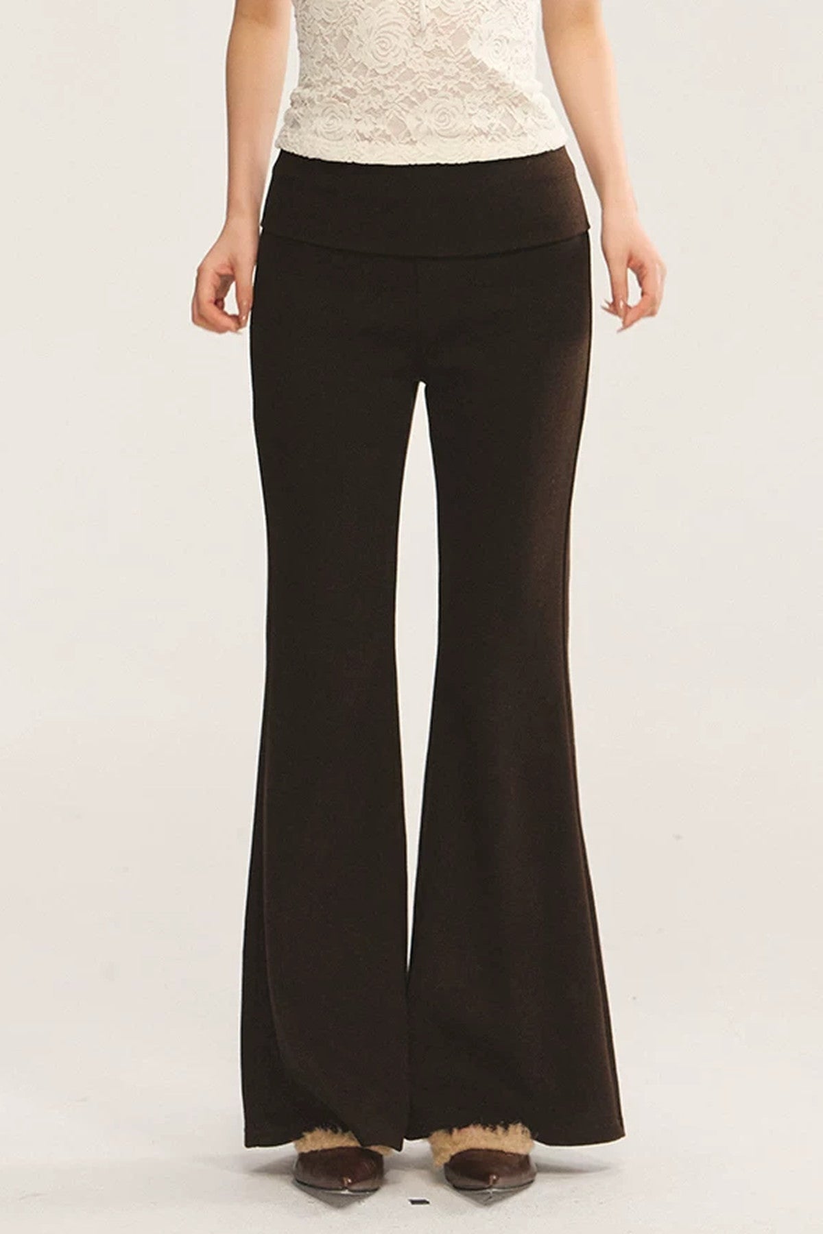 High-Waisted Slim-Fit Flared Pants