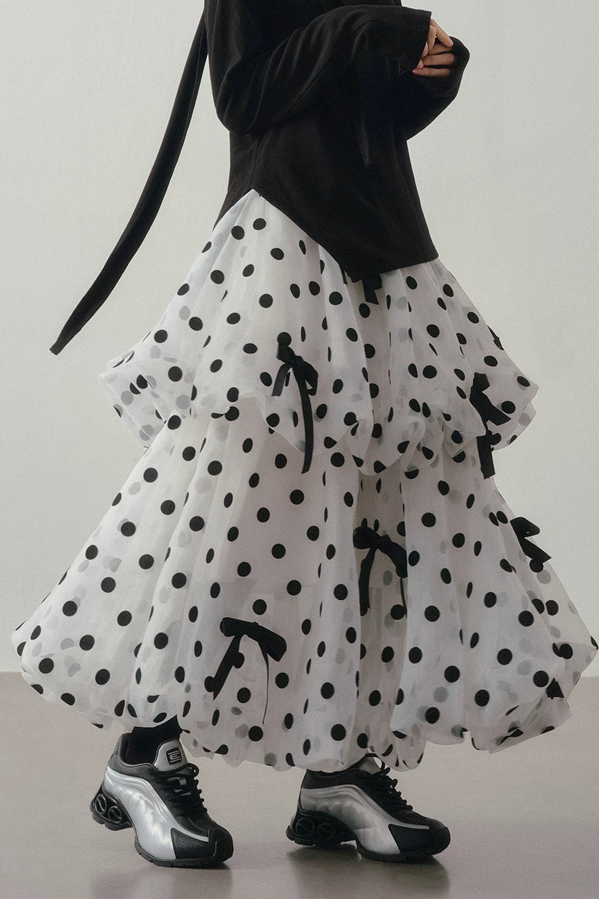 Polka Dot Tiered Bow Skirt