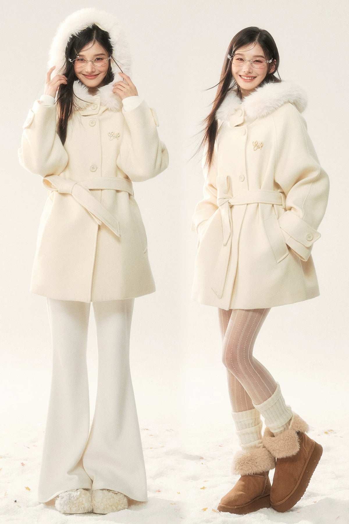Woolen Hooded Jacket and Pants Set-Up
