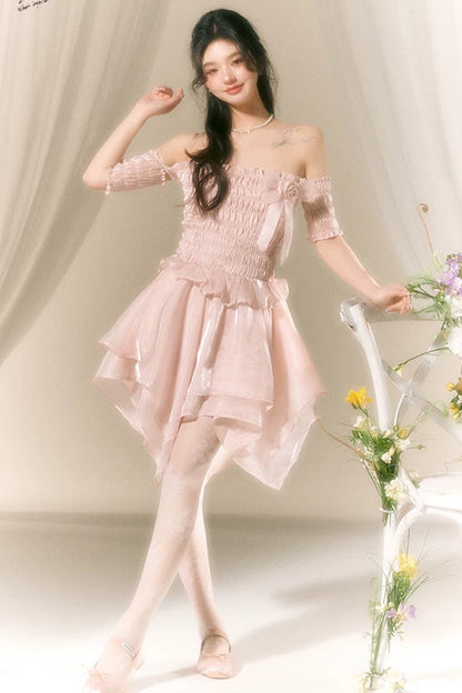 Off-Shoulder Satin Ballet Dress