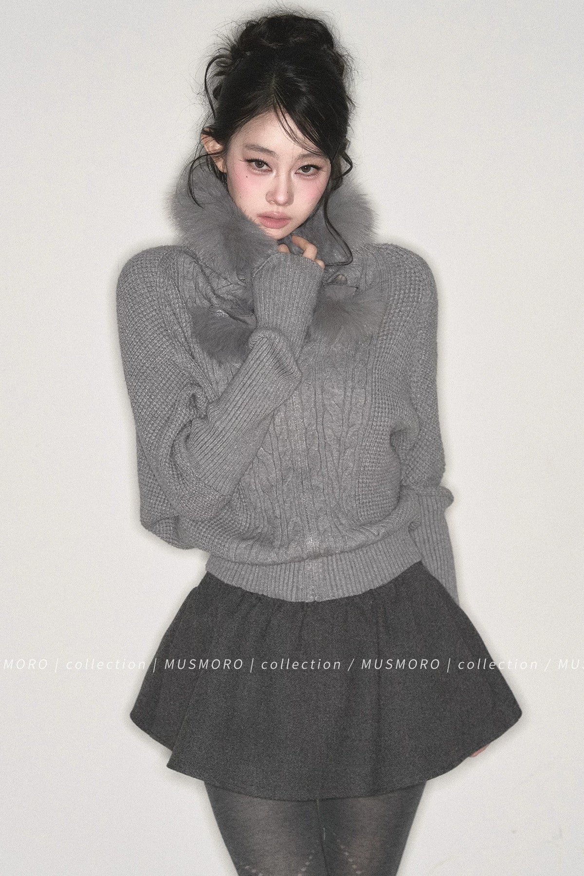 3D Twist Knit Hooded Cardigan