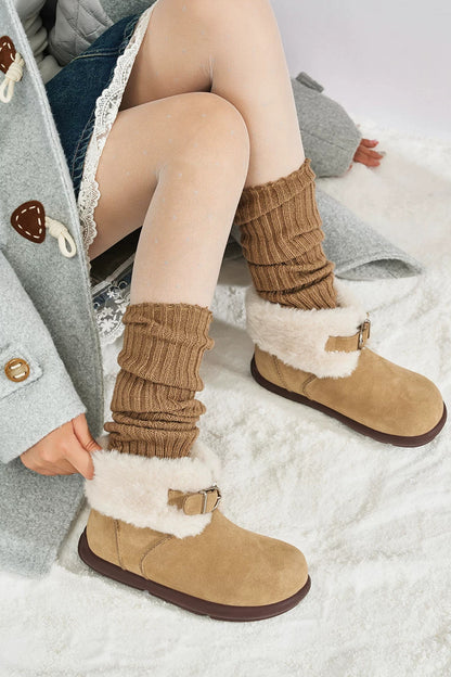 Fleece-Lined Flat Snow Boots