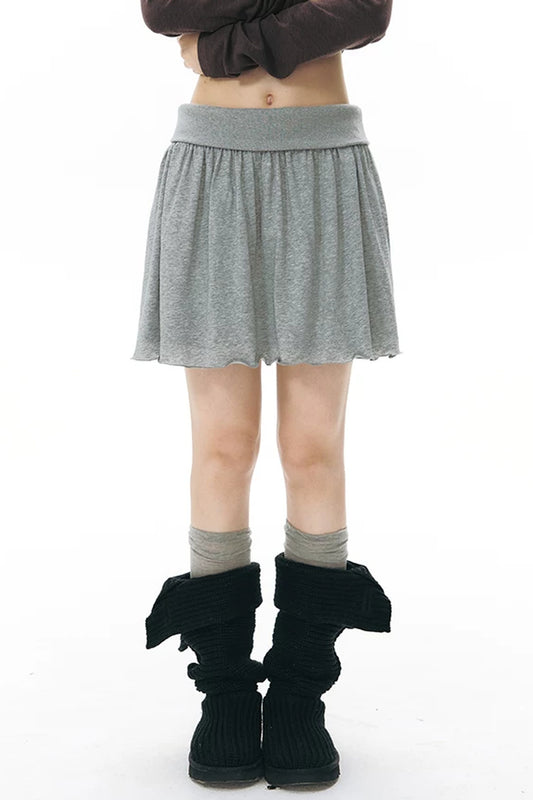 Reversible A-Line Cuffed Waistband Knit Skirt