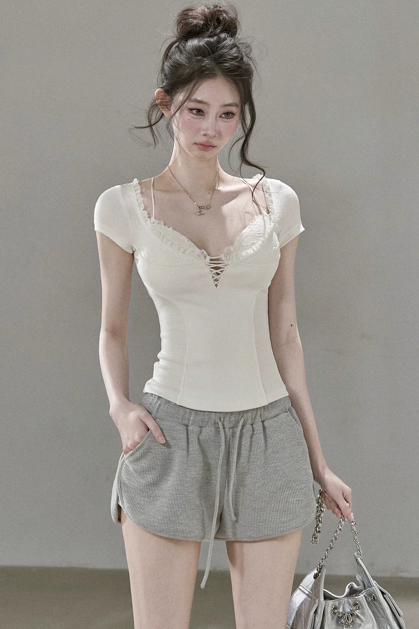 Ruffled Lace Trim Blouse