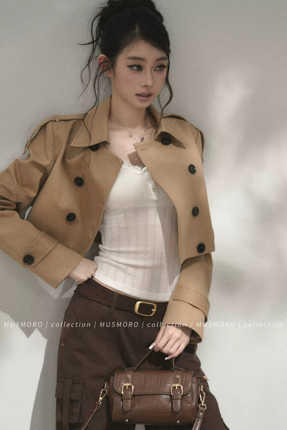 High-Waisted Double-Breasted Trench Coat