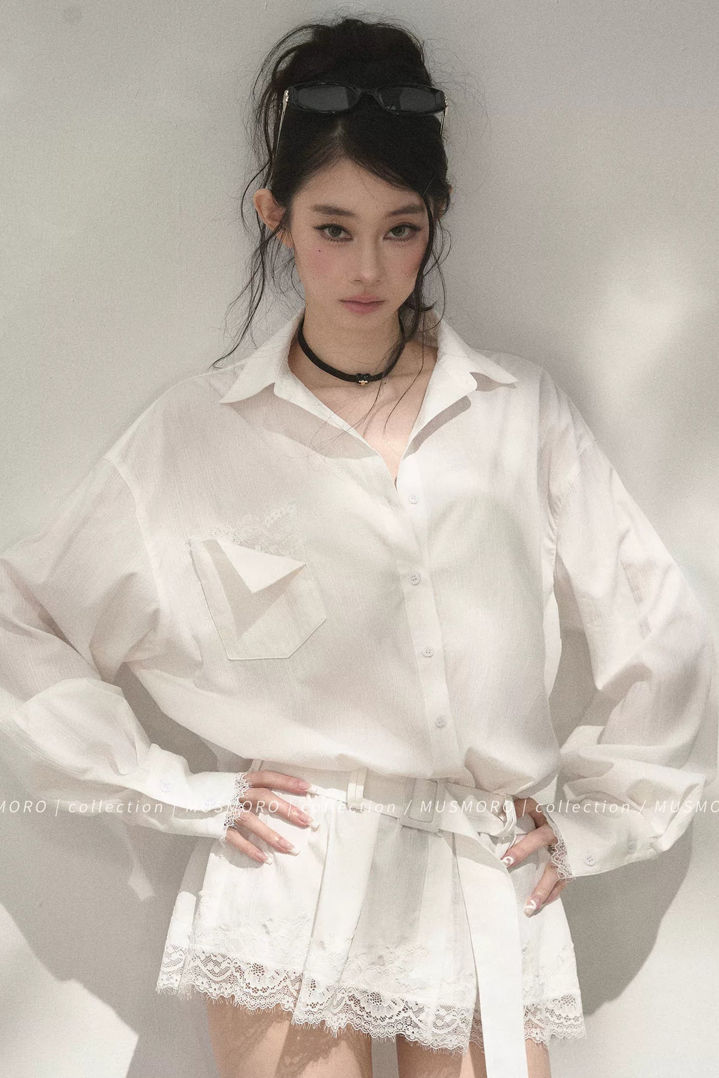 Eyelash Lace Shirt Dress