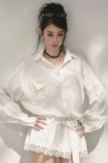Eyelash Lace Shirt Dress