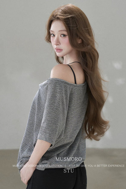 Fine Striped Double-Layered Top