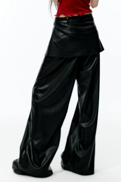 Matte Soft Faux Leather Bow Pants
