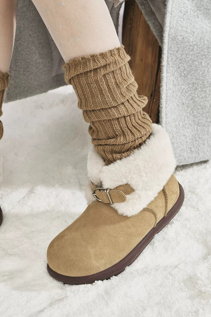 Fleece-Lined Flat Snow Boots