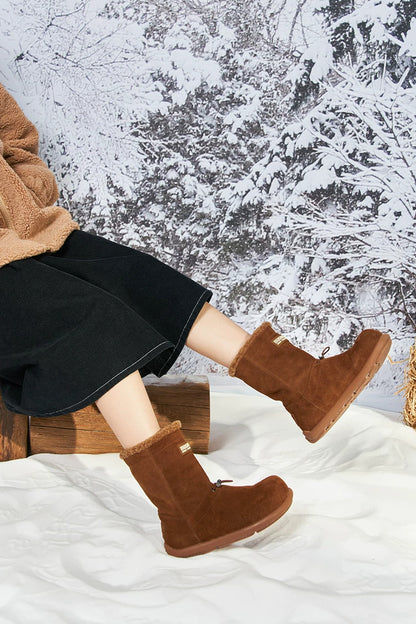 Fleece-Lined Flat Snow Boots