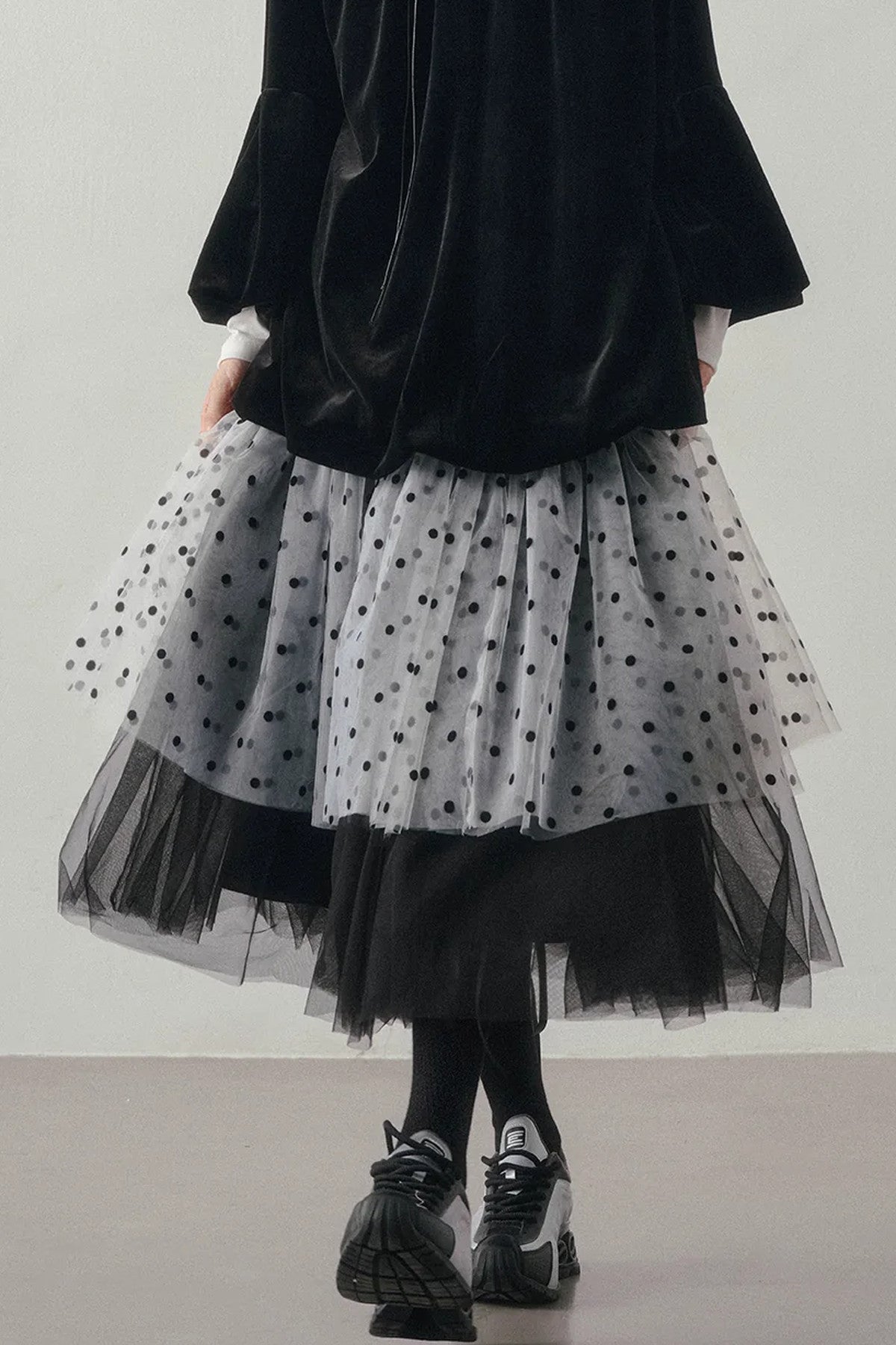 Polka Dot Patchwork Tulle Skirt