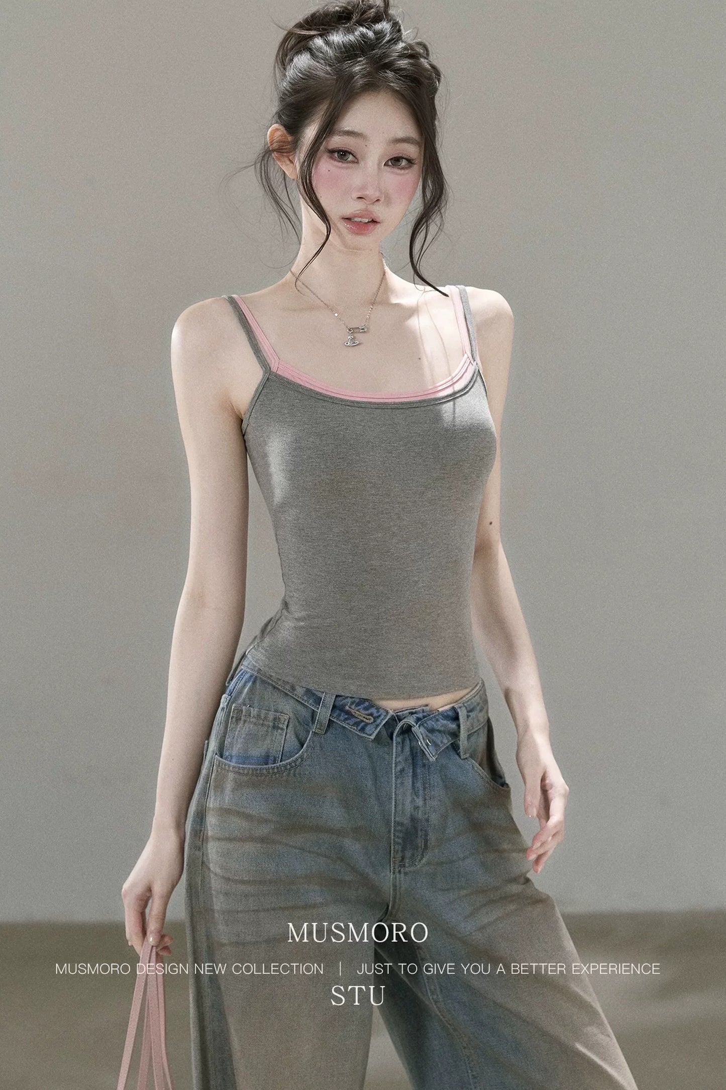 Low-Rise Complex Denim Pants