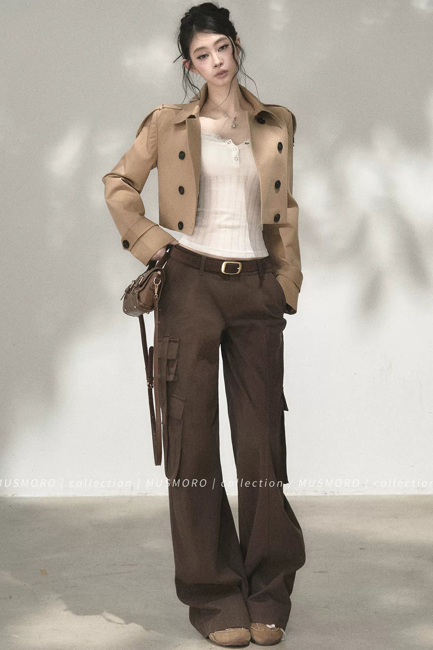 High-Waisted Double-Breasted Trench Coat