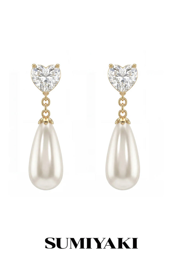 Water Drop Pearl Dangle Studs