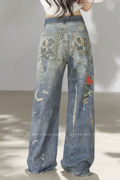 Punk Chain High-Waisted Jeans