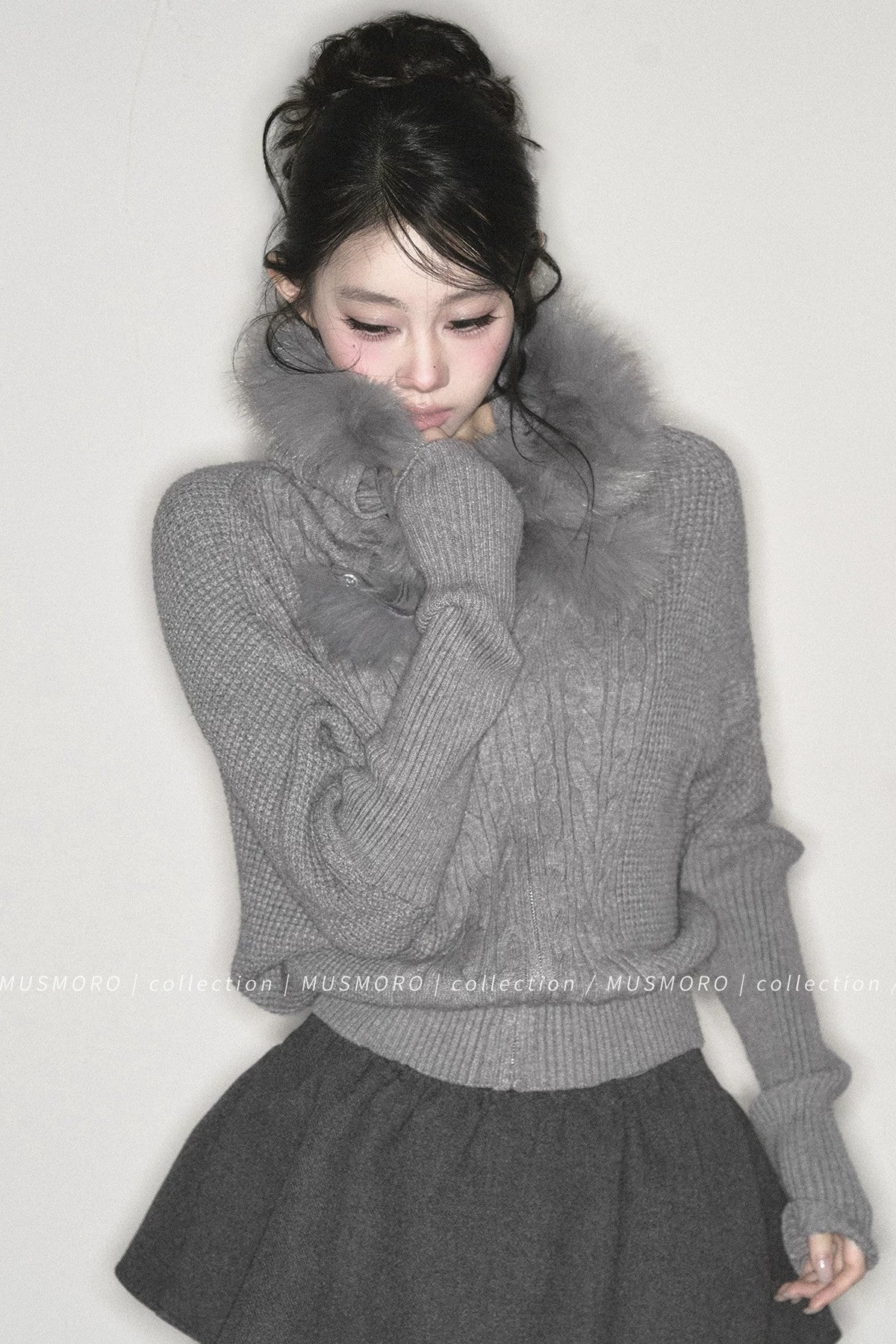 3D Twist Knit Hooded Cardigan
