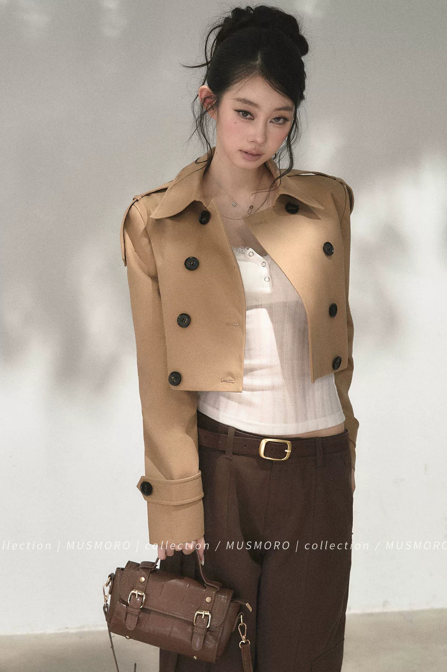 High-Waisted Double-Breasted Trench Coat