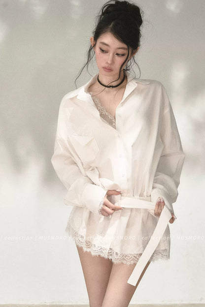 Eyelash Lace Shirt Dress