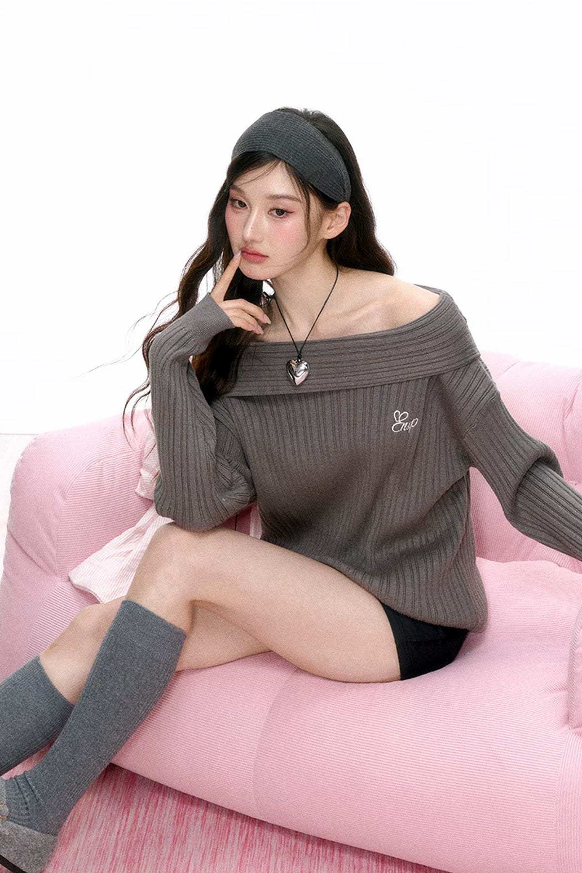Off-Shoulder Knit Sweater