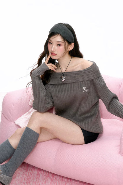 Off-Shoulder Knit Sweater