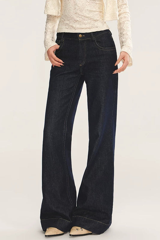 Low-Waisted Slim-Fit Flared Jeans