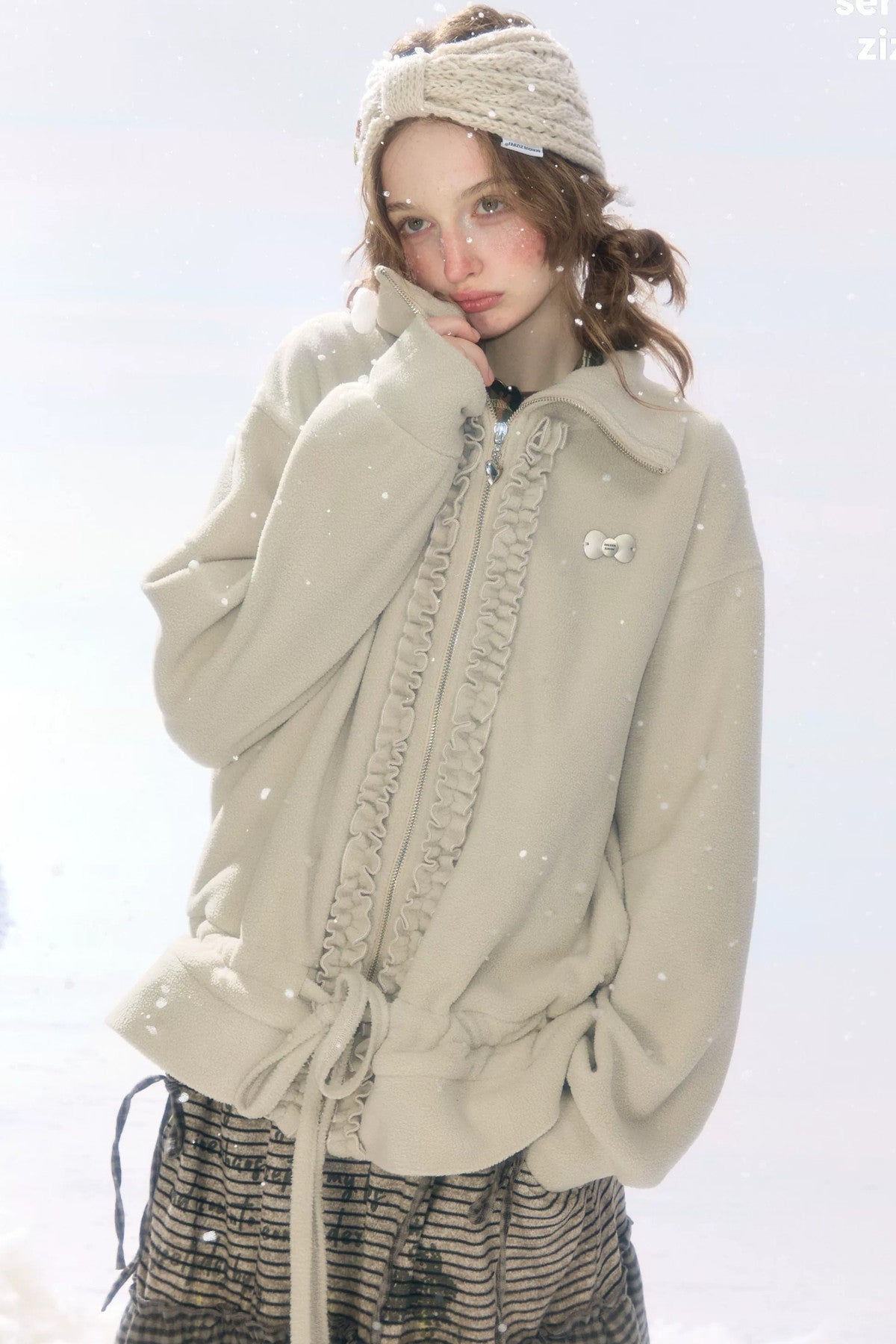 Gray Apricot Polar Fleece Jacket