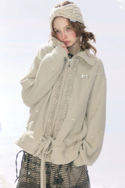Gray Apricot Polar Fleece Jacket